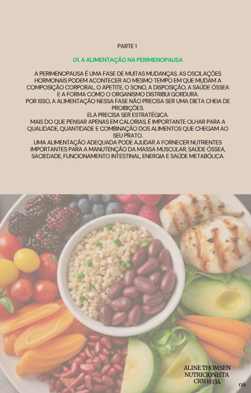Página do ebook: a alimentação na perimenopausa